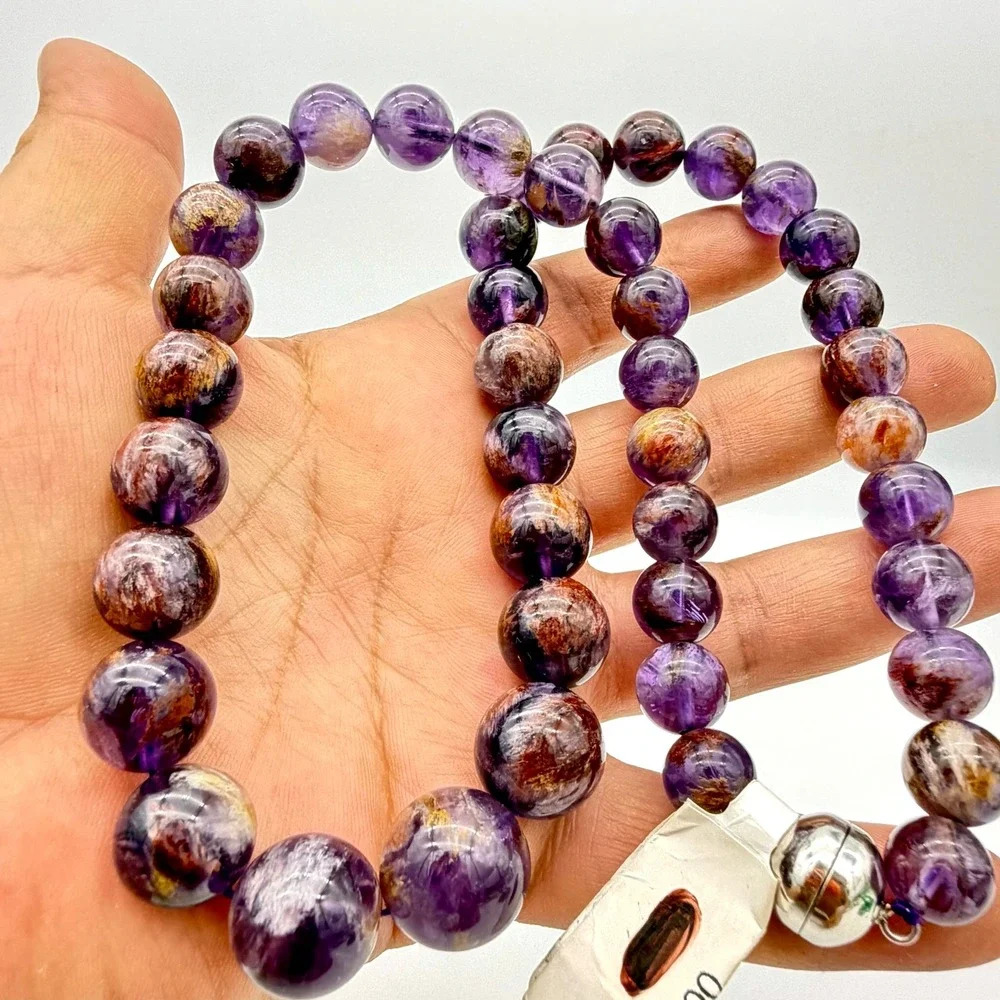 D'Joy‎ 925 Silver Sacred Seven Cacoxenite Amethyst Beaded Necklace 20